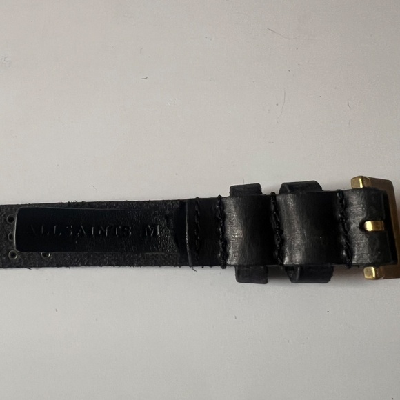 AllSaints Genuine Leather Belt Black Textured Studded Size Medium Made in Italy main image 13